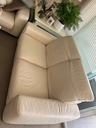 Sofás Natucci Piel Blanca 2 y 3 Plazas