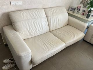 Sofás Natucci Piel Blanca 2 y 3 Plazas