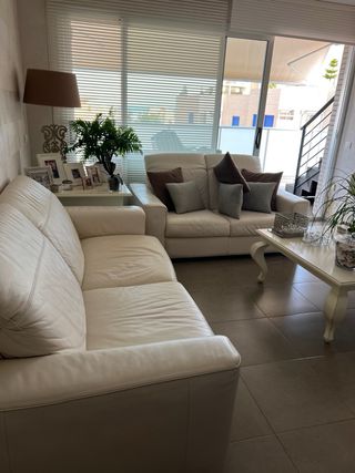 Sofás Natucci Piel Blanca 2 y 3 Plazas