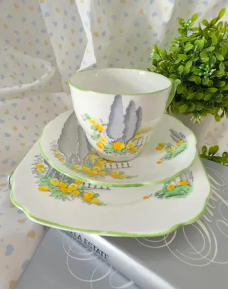 Trio da tea di Roslyn con decoro acquerello