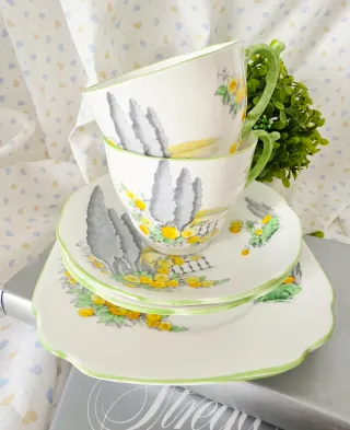 Trio da tea di Roslyn con decoro acquerello