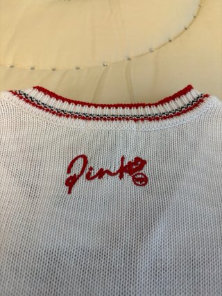 Cardigan Pinko bambina con labbra rosse