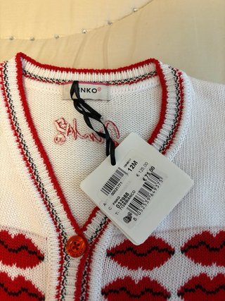 Cardigan Pinko bambina con labbra rosse