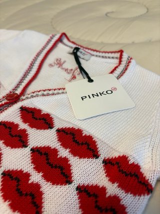 Cardigan Pinko bambina con labbra rosse