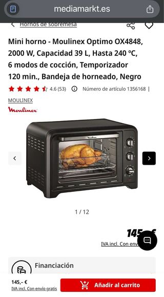 Mini horno Moulinex 39L 2000W