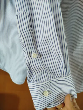 Camicia uomo bianca a righine blu