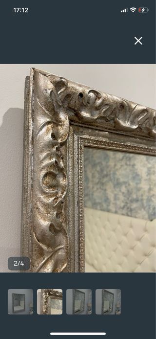 Espejo de madera y cristal plateado