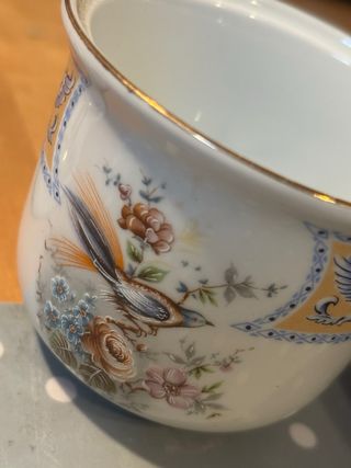 Zuccheriera Limoges in porcellana con decori