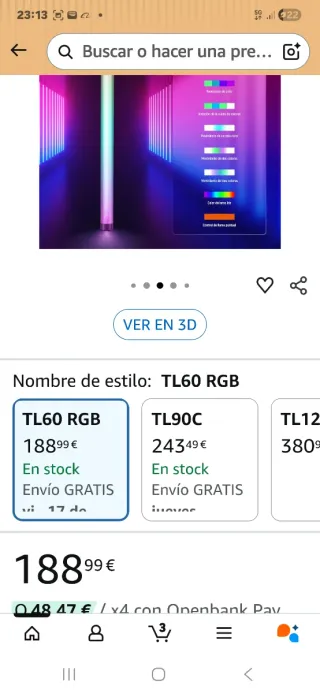 Luz LED TL60 RGB Tubo