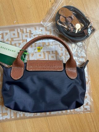 Bolsa Mini Longchamp Azul e Castanho
