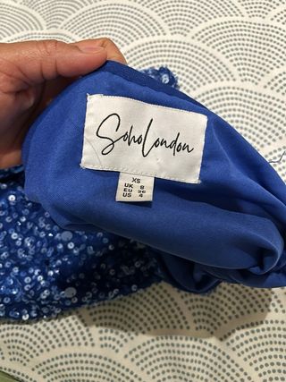 Vestido fiesta lentejuelas azul y plata