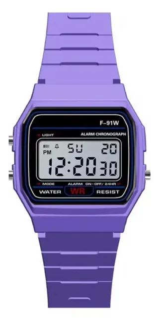 Reloj digital de pulsera F-91W (Morado)