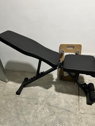 Banco reclinable y mancuernas 40kg