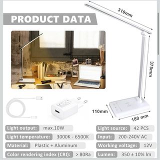 Lámpara de Escritorio con Carga Inalámbrica Nueva