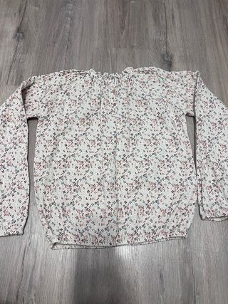 Camisa niña floral beige y rosa