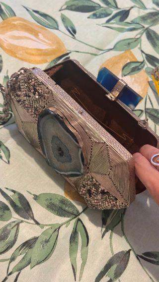 Bolso Joya Filigrana Plata Ágata Azul Artesanal