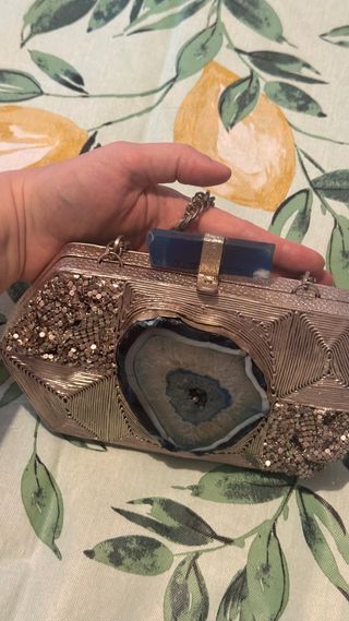 Bolso Joya Filigrana Plata Ágata Azul Artesanal