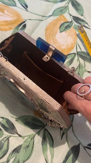 Bolso Joya Filigrana Plata Ágata Azul Artesanal