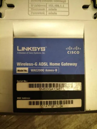 Lote 2 Routers Linksys WAG200G con Transformadores