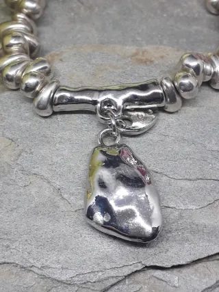 Pulsera elástica de Zamak y Cristal Gris Antracita
