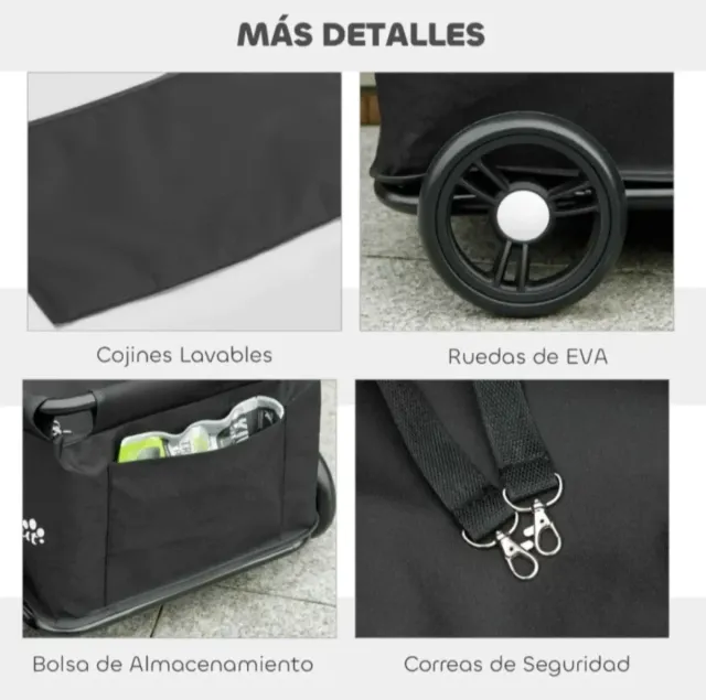 Cochecito para perros PawHut negro