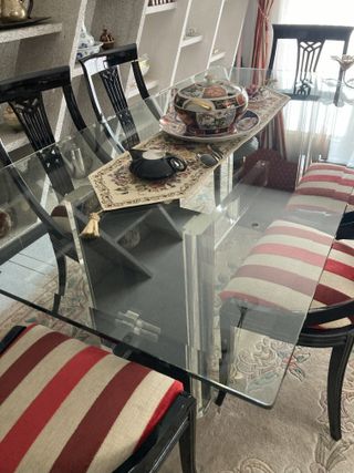 Mesa comedor cristal y 6 sillas