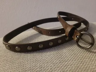 Cintura donna marrone con fibbia argento scuro