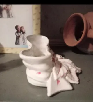 Vasetto Ceramica Stella di Natale Rosso Bianco