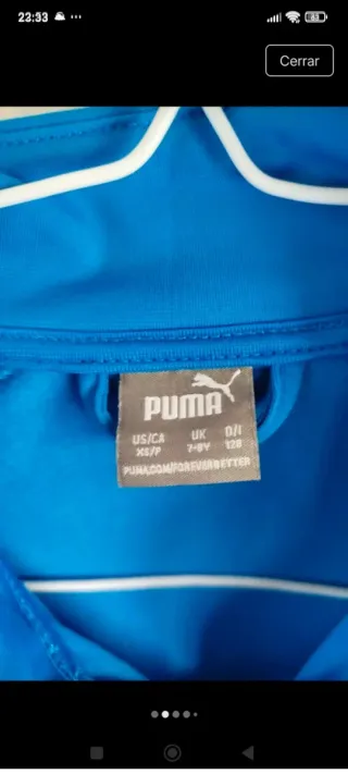 Chaqueta deportiva Puma niño Talla 8