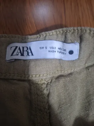 Pantalón Zara lino beige T S