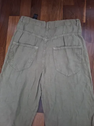 Pantalón Zara lino beige T S