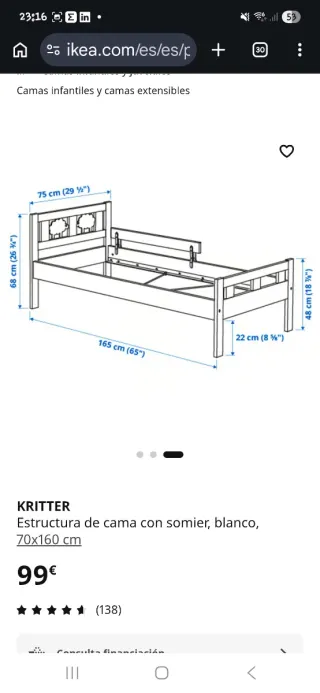 Cama infantil Ikea Kritter