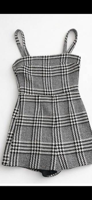 Mono corto H&M cuadros blanco y negro