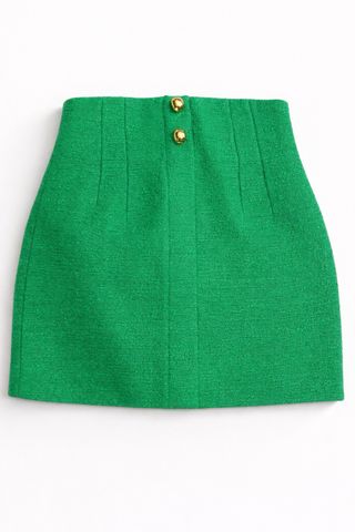 Falda verde mini botones dorados Zara