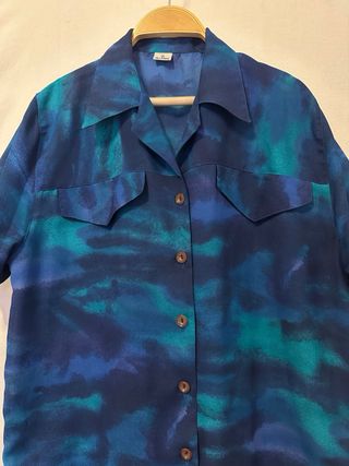 Blusón tipo casaca azul y verde