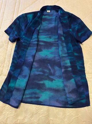 Blusón tipo casaca azul y verde