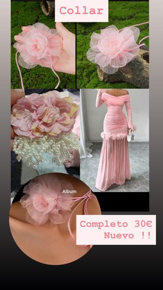 Vestido rosa y collar floral