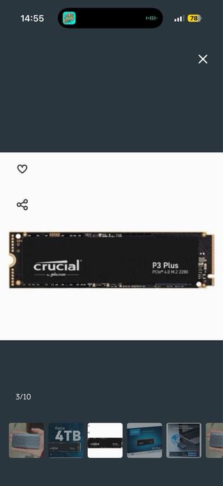 SSD Crucial P3 Plus 4TB M.2 + Caja ACASIS