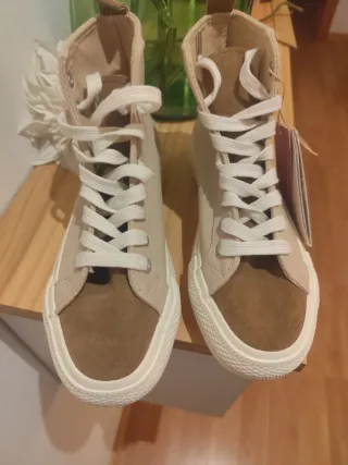 Zapatillas altas Slowlove beige/marrón talla 38