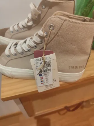 Zapatillas altas Slowlove beige/marrón talla 38