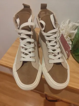 Zapatillas altas Slowlove beige/marrón talla 38