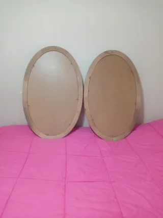 2 Espejos Ovalados Madera