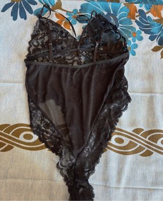 Body in pizzo e trasparente nero