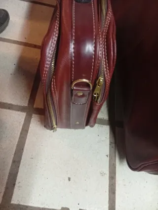 Juego de maletas de cuero marrón