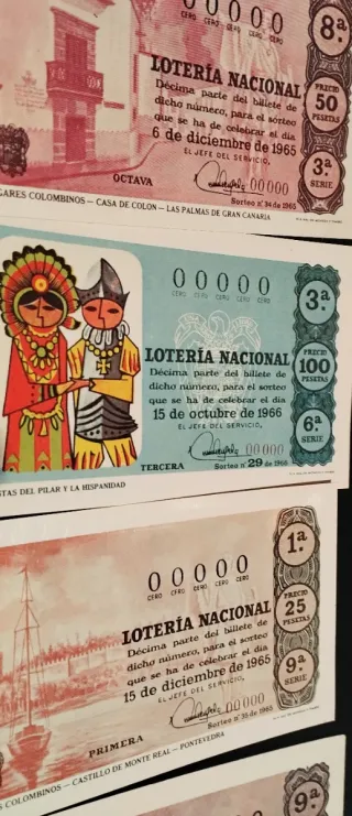 16 Postales replica decimos Loteria Nacional