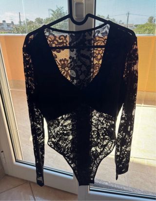 Body pizzo nero maniche lunghe