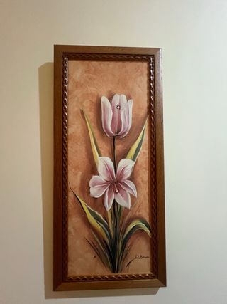 Cuadro de flores pintadas a mano