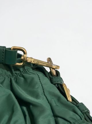 Prada Tessuto Gaufre Nylon Satchel Forest Green