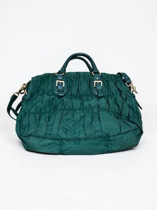 Prada Tessuto Gaufre Nylon Satchel Forest Green