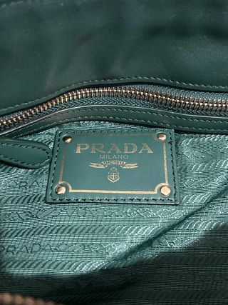 Prada Tessuto Gaufre Nylon Satchel Forest Green